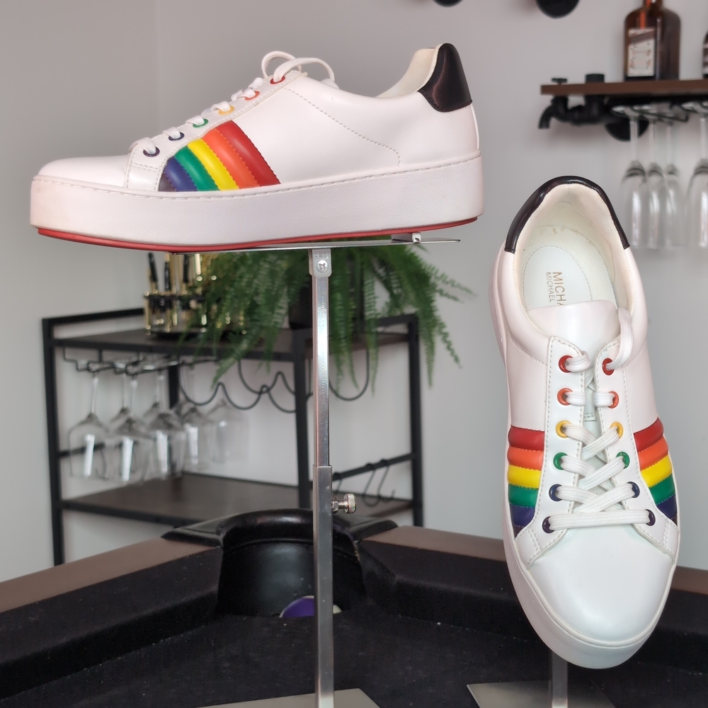 Michael Kors Poppy Lace Up Rainbow Sneakers - Pride LGBTQ+ - Size 8